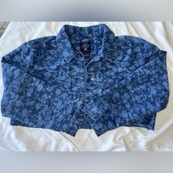Faded Glory Denim Vintage Floral Jacket Crop Size XL - Picture 1 of 3